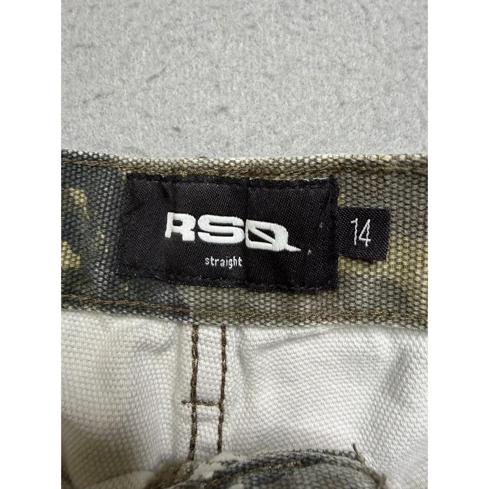 RSQ Carpenter Pants Kids Size 14 Camo Straight Leg Y2K Paint Splatter Utility